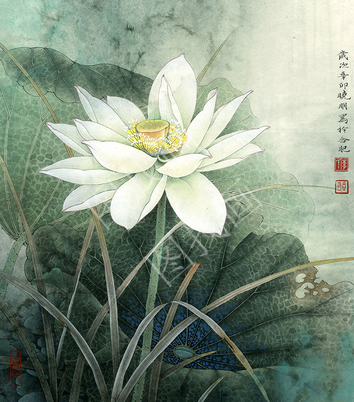 近现代 李晓明 荷香雅韵系列小品之一 30x34cm